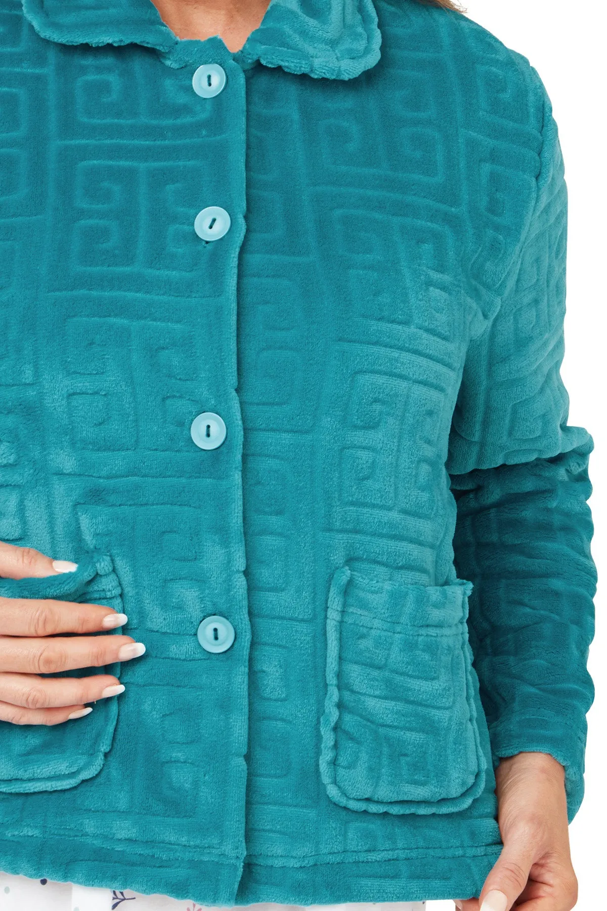 Greek Key  Embossed Fleece Bed Jacket