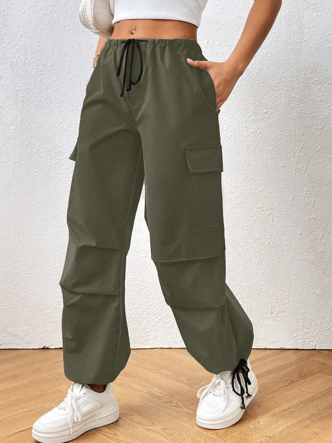 Green HighRise Drawstring Joggers