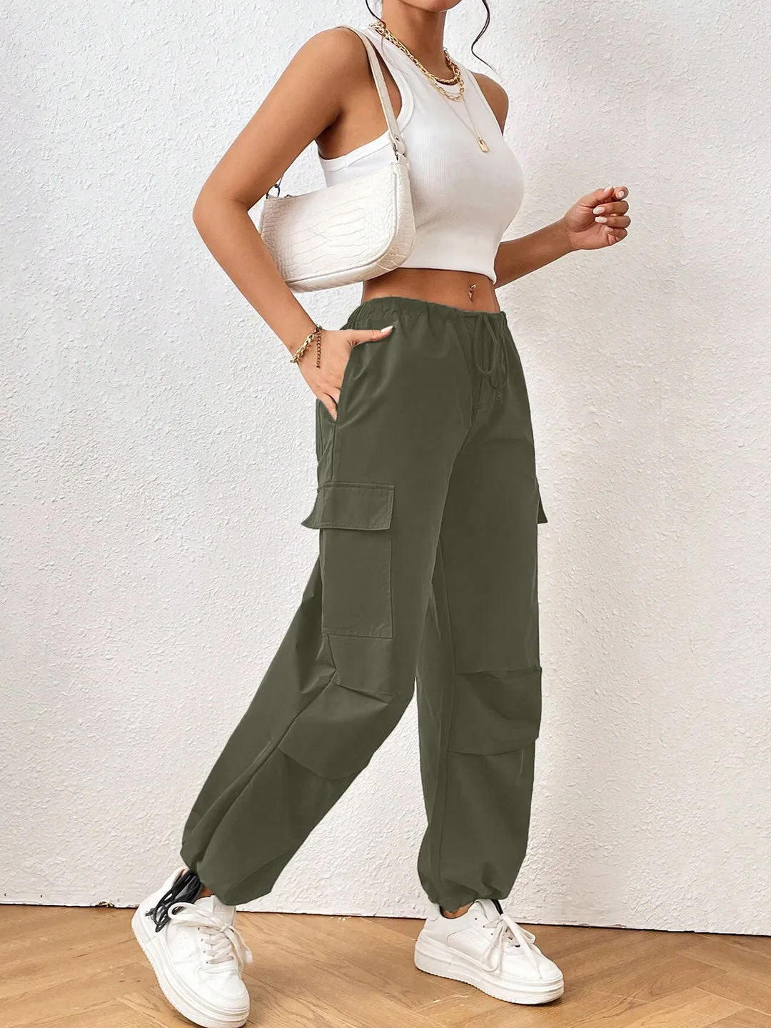 Green HighRise Drawstring Joggers