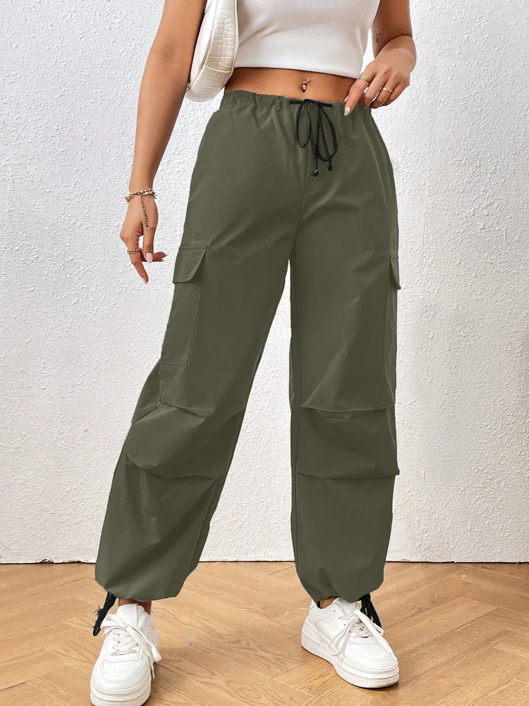 Green HighRise Drawstring Joggers