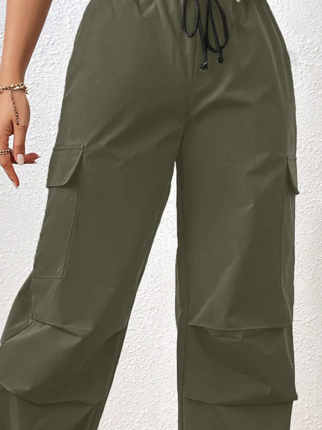 Green HighRise Drawstring Joggers