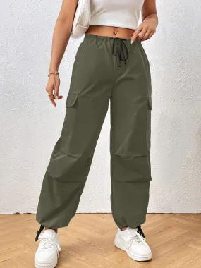 Green HighRise Drawstring Joggers