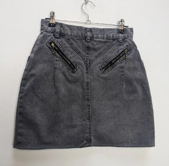 Grey Denim Mini-Skirt - S
