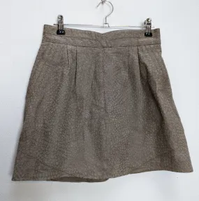 Grey Patterned Leather Mini-Skirt - S