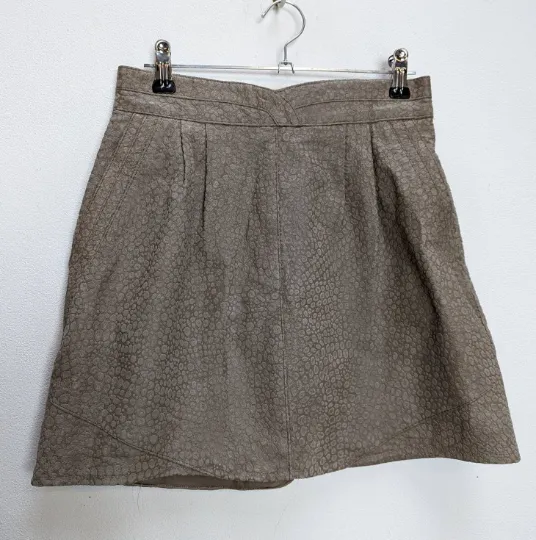 Grey Patterned Leather Mini-Skirt - S