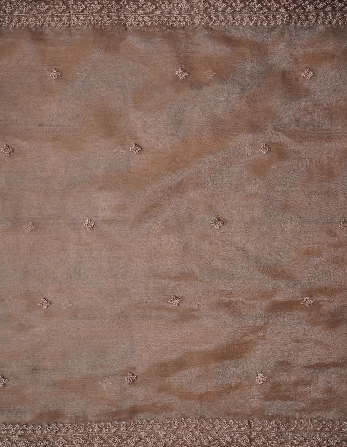 Grey Thread Embroidered Organza Dress Material with Dupatta