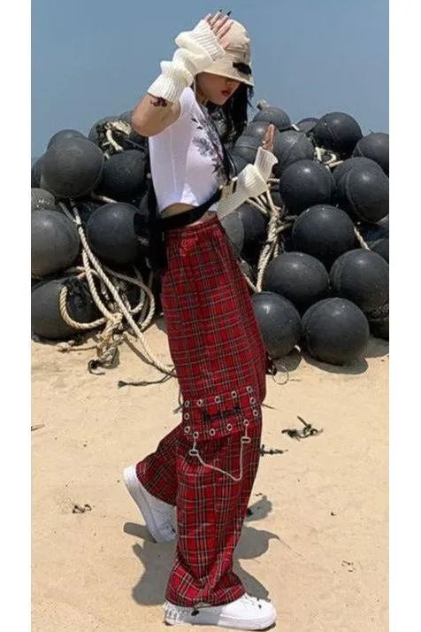 Hip hop Punk plaid pants