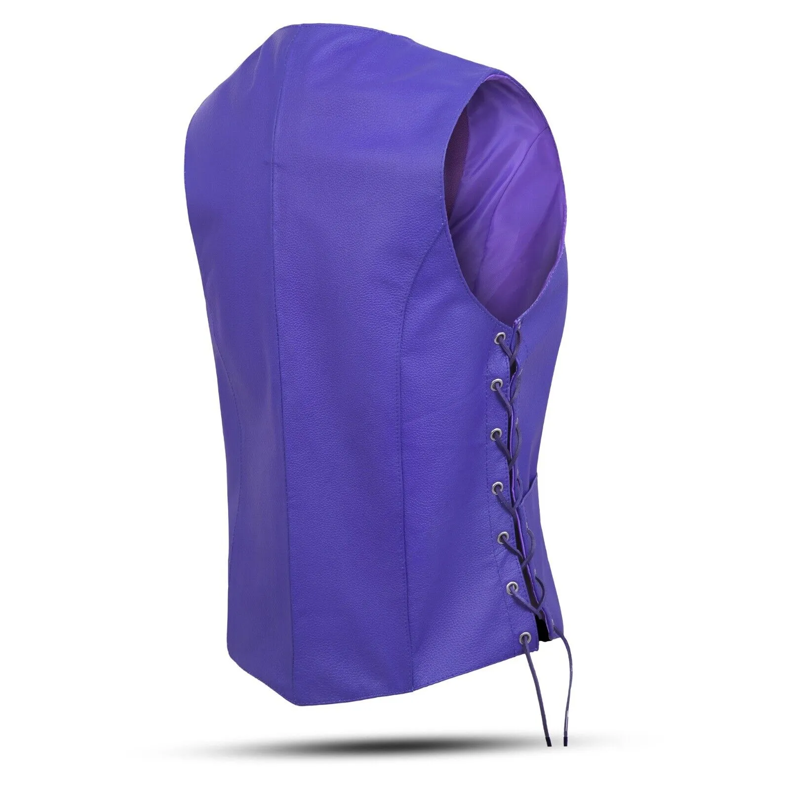 HL14501Purple Passionate Purple lace up side Leather Vest for Motorcycle clubs Vest  ROYAL PURPLE