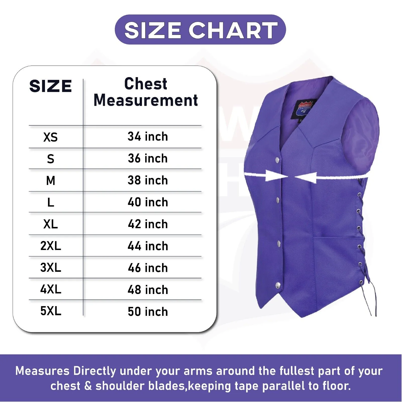 HL14501Purple Passionate Purple lace up side Leather Vest for Motorcycle clubs Vest  ROYAL PURPLE
