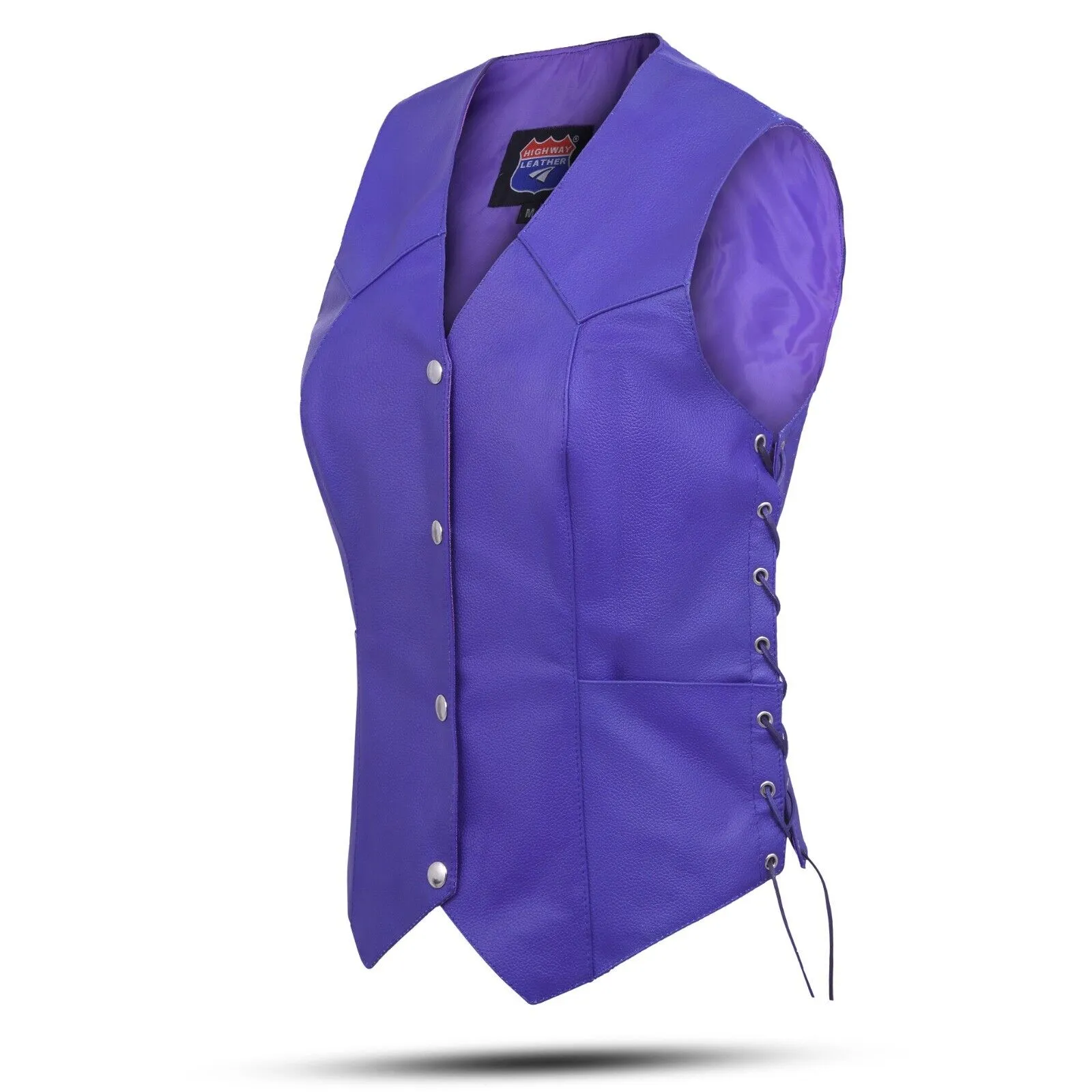 HL14501Purple Passionate Purple lace up side Leather Vest for Motorcycle clubs Vest  ROYAL PURPLE