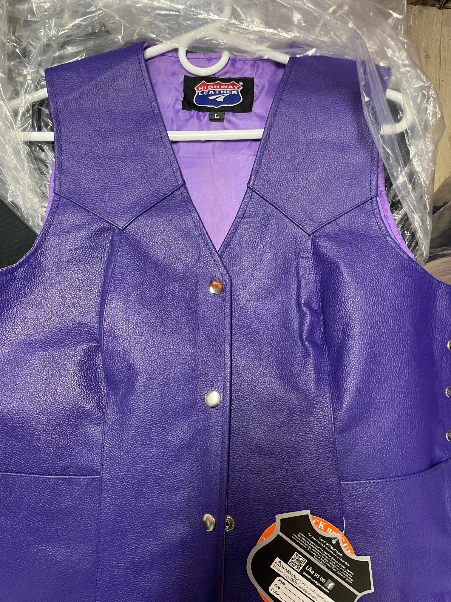 HL14501Purple Passionate Purple lace up side Leather Vest for Motorcycle clubs Vest  ROYAL PURPLE
