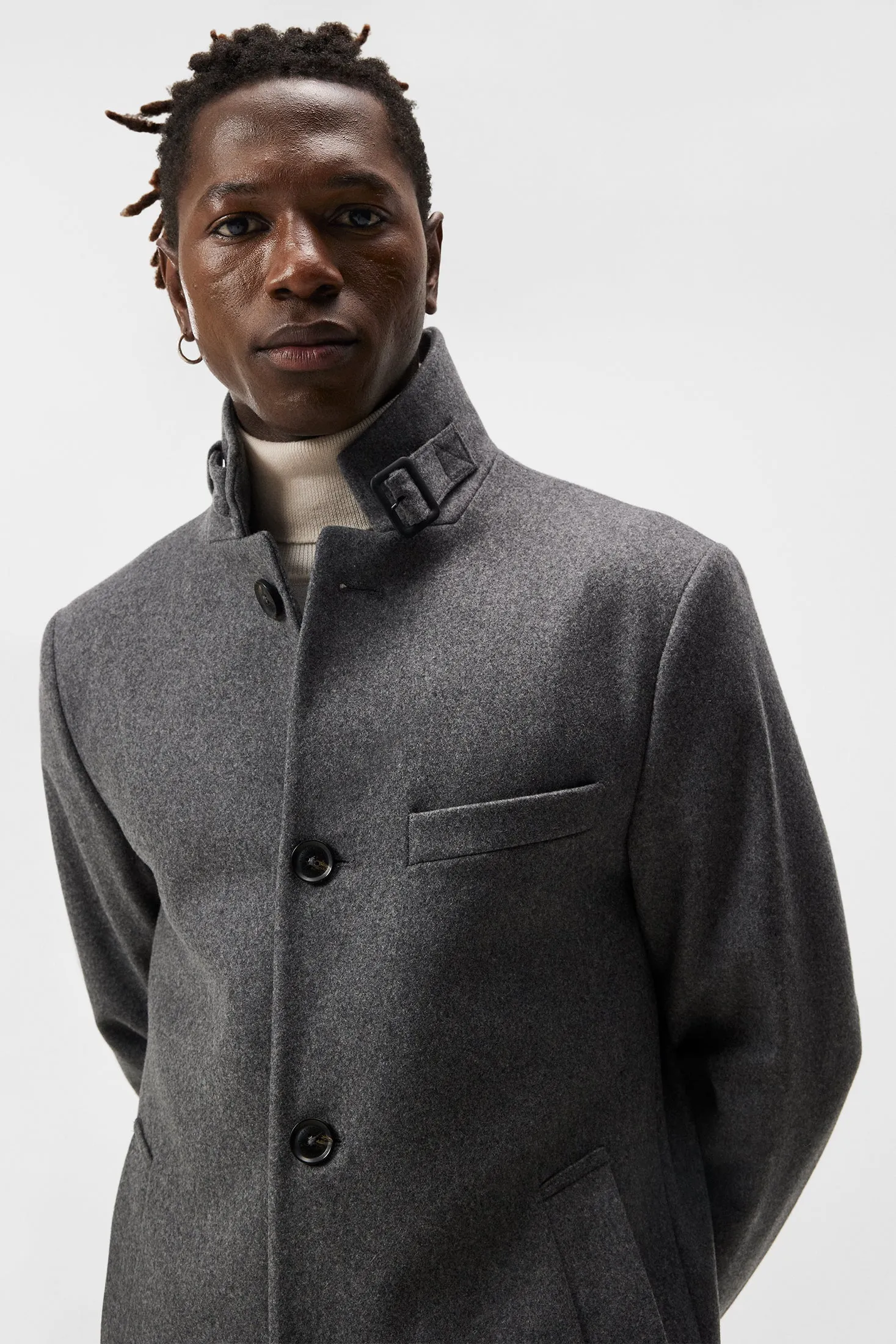 J. Lindeberg Holger Melton Mid Grey Melange Coat