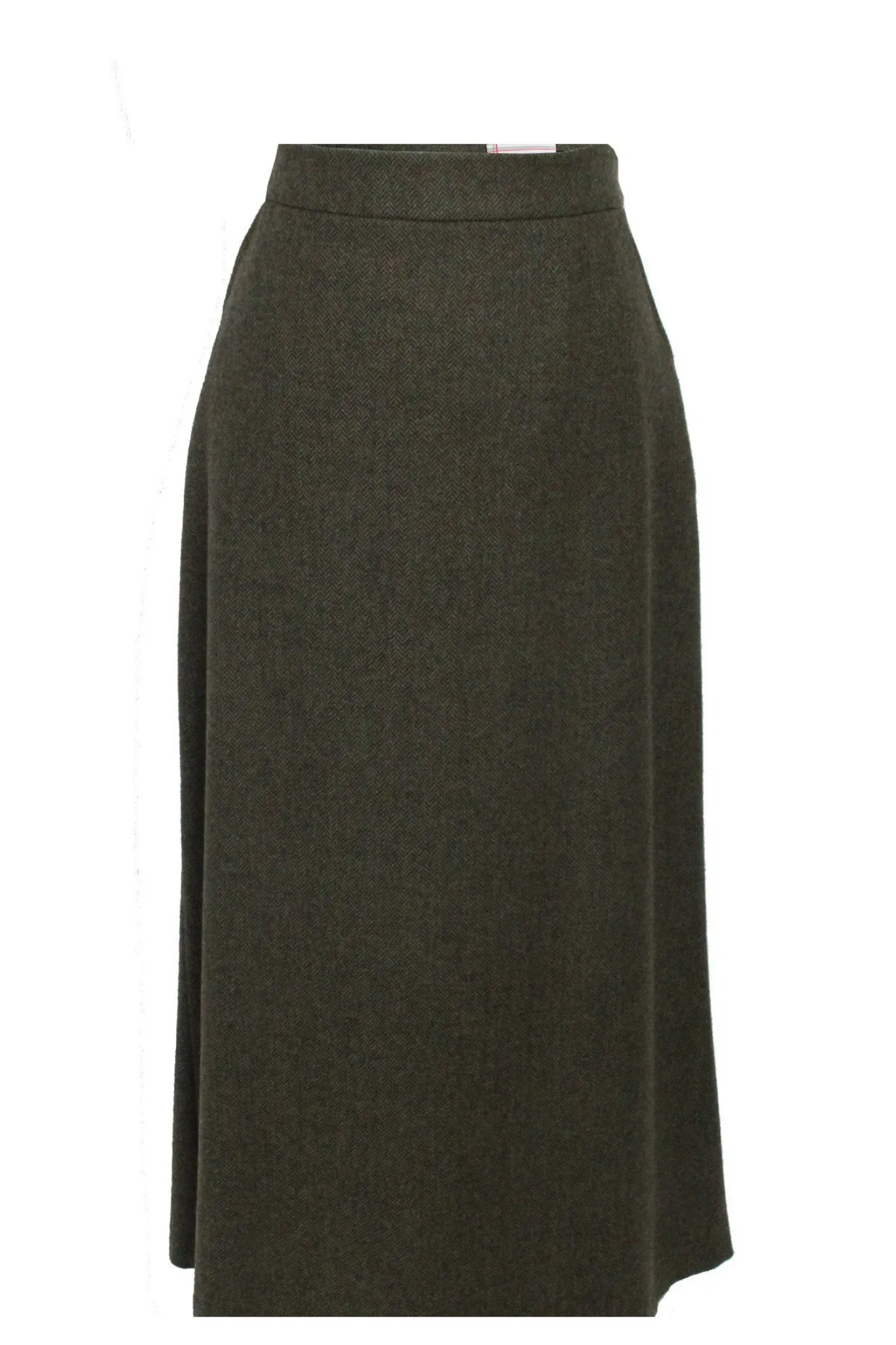 Kelly | Long Green Herringbone Skirt