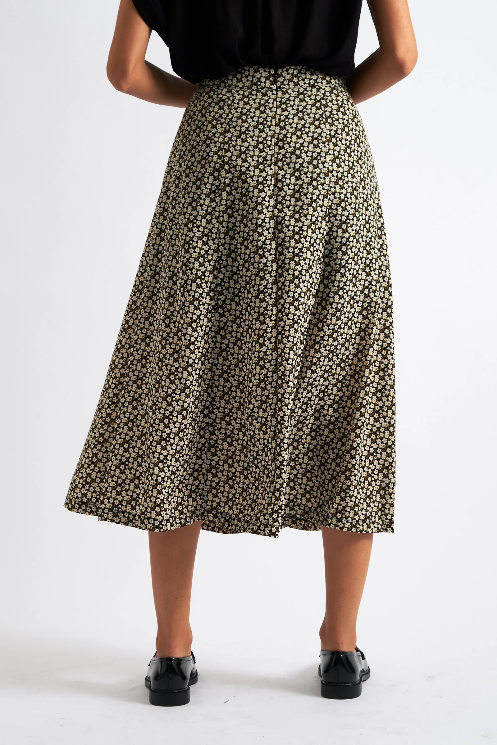 Kiyo Floral Print Midi Skirt