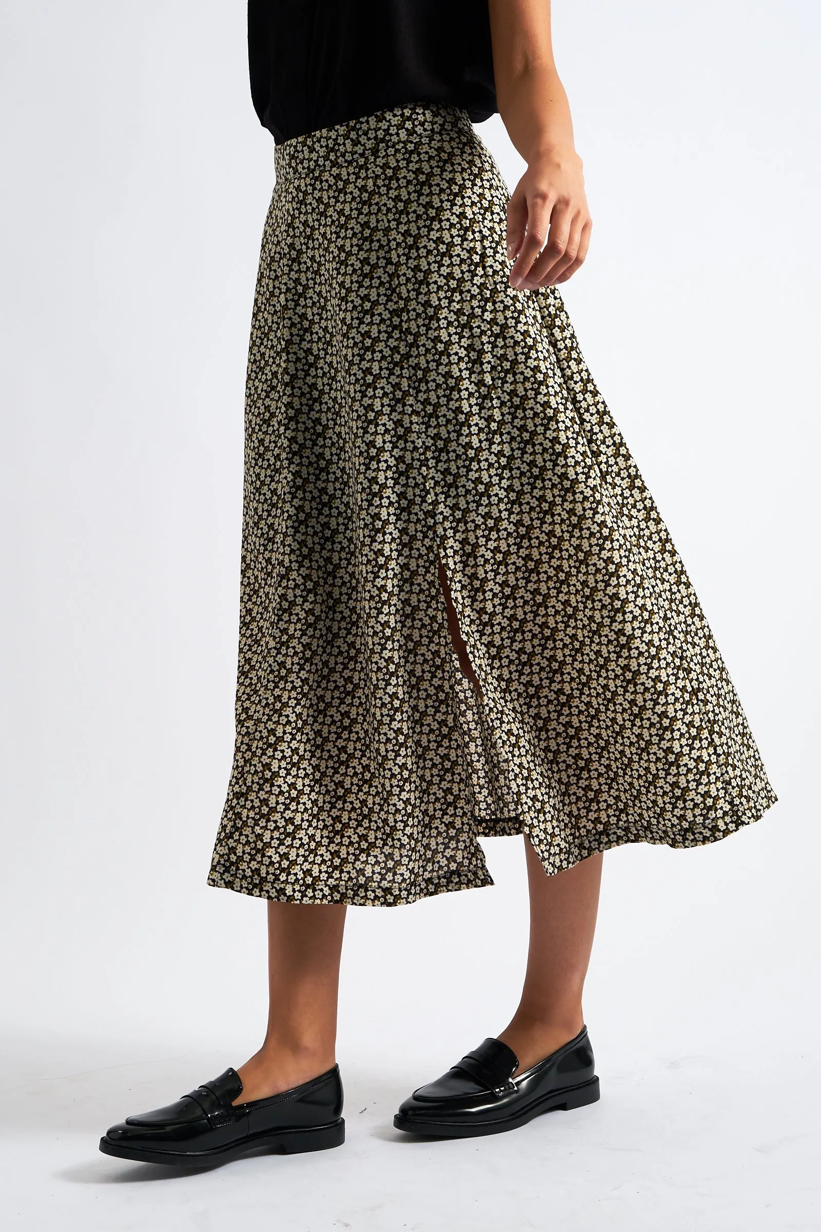 Kiyo Floral Print Midi Skirt