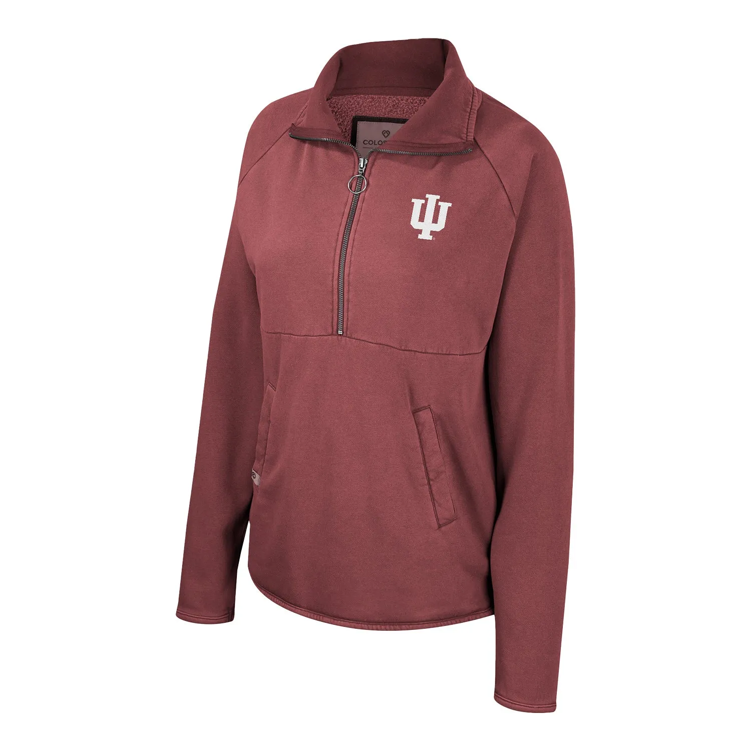 Ladies Indiana Hoosiers Audrey Acid Washed Fleece Crimson 1/4 Zip Jacket