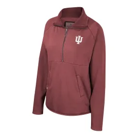 Ladies Indiana Hoosiers Audrey Acid Washed Fleece Crimson 1/4 Zip Jacket