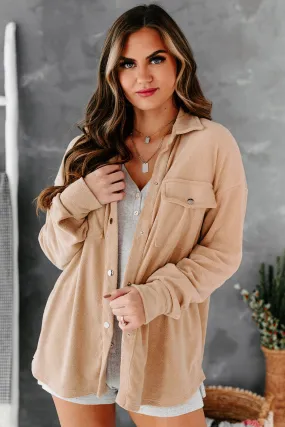 Laid Back Lady Fleece Shacket (Beige)