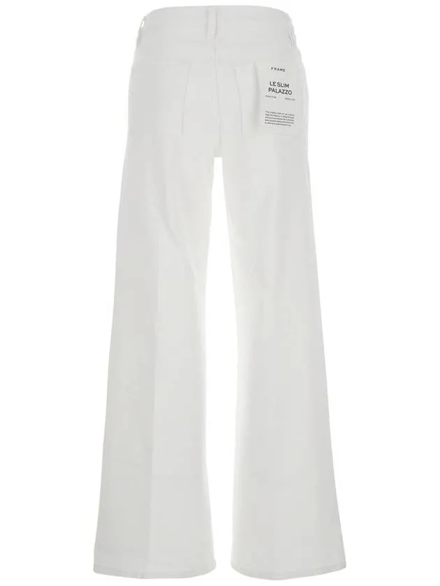 'Le Slim Palazzo' White Five Pocket Pants In Cotton Woman