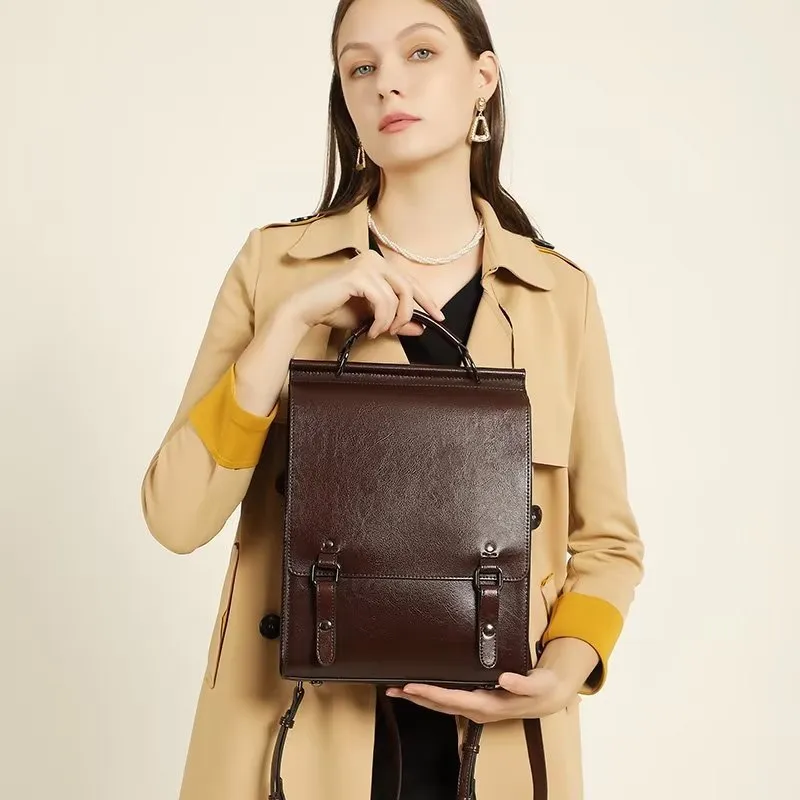 LeatherLux Chic Zipper Closure Backpack