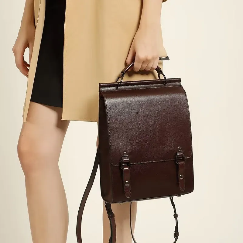 LeatherLux Chic Zipper Closure Backpack
