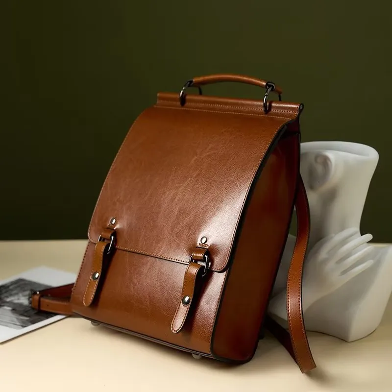 LeatherLux Chic Zipper Closure Backpack