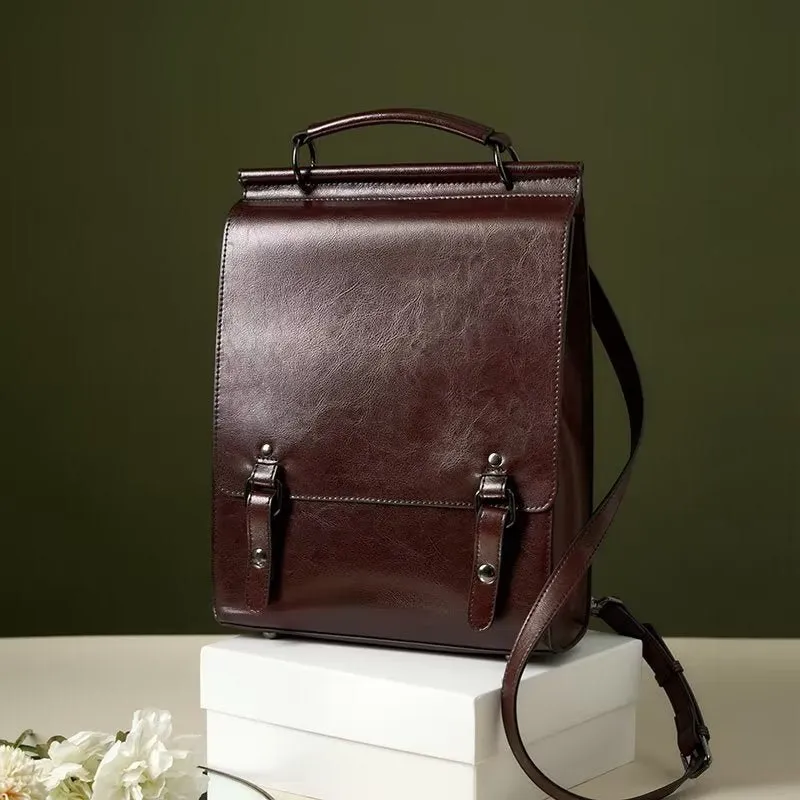LeatherLux Chic Zipper Closure Backpack