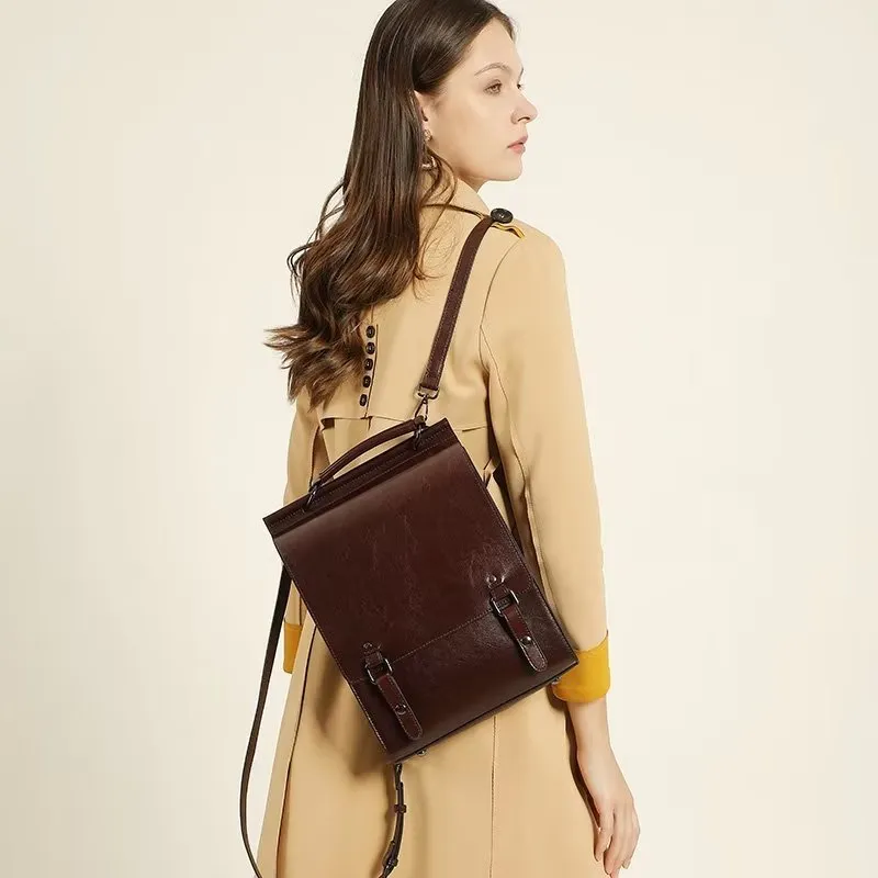 LeatherLux Chic Zipper Closure Backpack