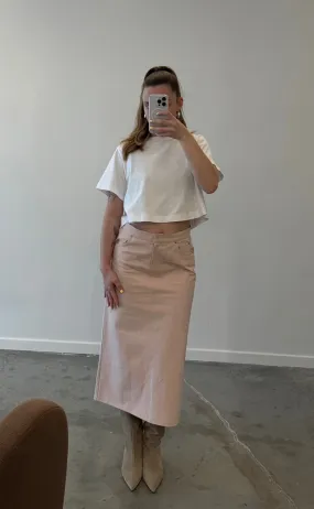 Light Pink Cotton Midi Skirt