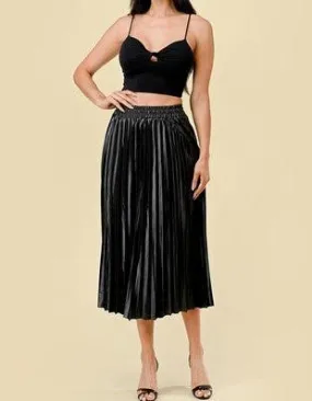 Long Pleated Skirt - Black