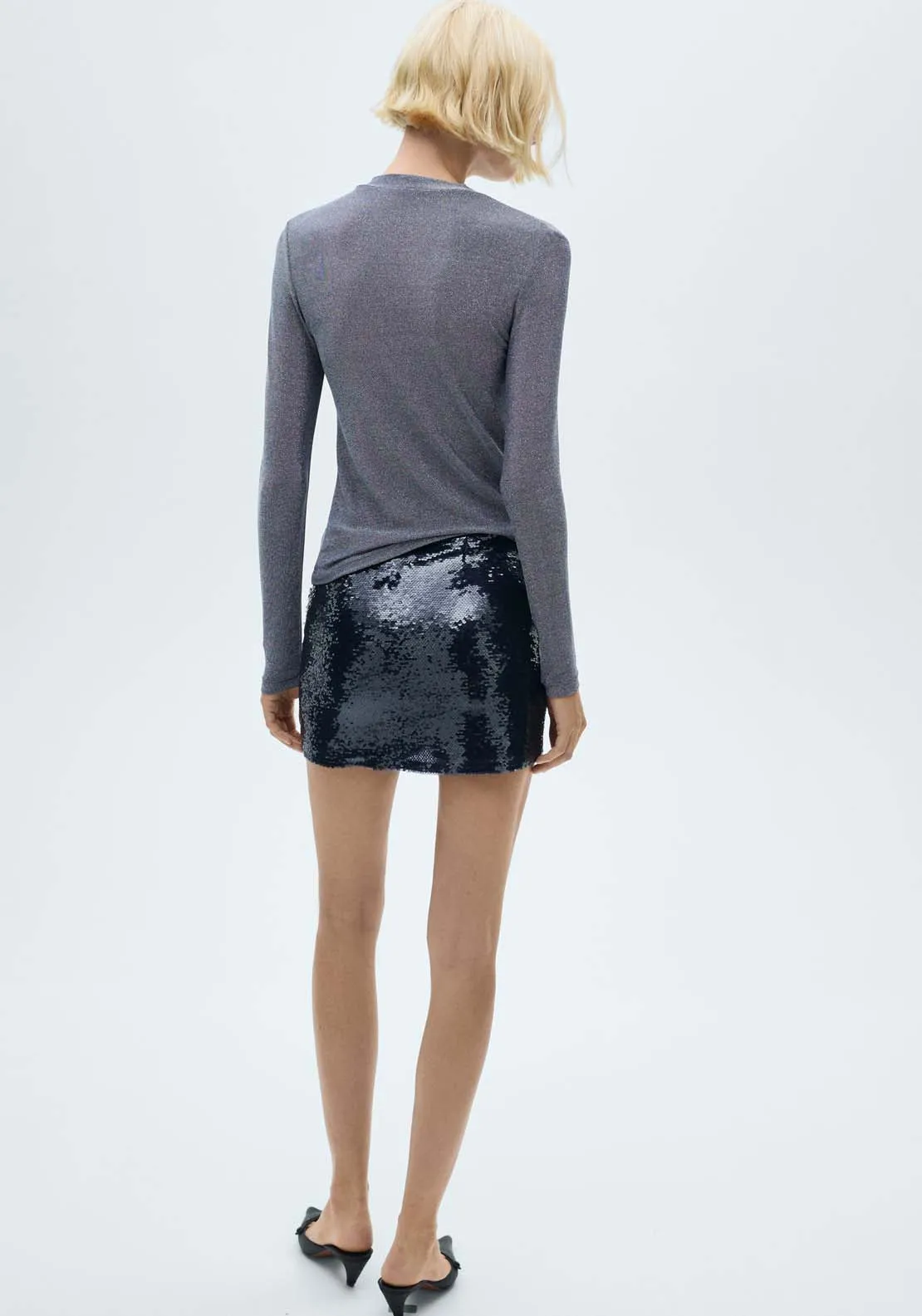 Long sleeve lurex top - Medium Blue