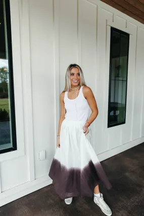 Lora Midi Skirt - Off White/Brown
