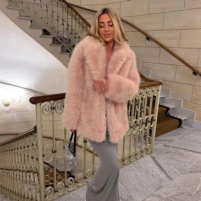 Luxury Brand Eco-Coat Faux Fur Women's Winter Jacket Shaggy Thick Warm Premium  Overcoat