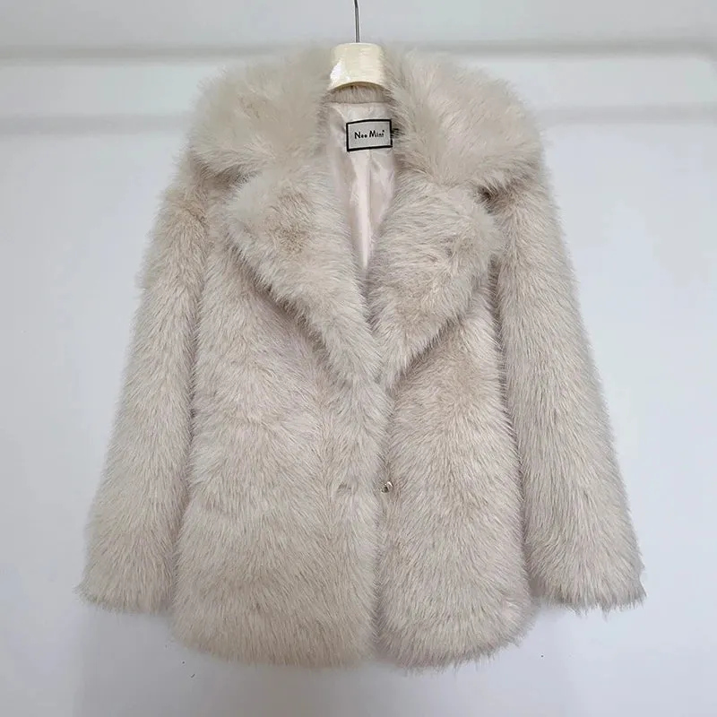 Luxury Brand Eco-Coat Faux Fur Women's Winter Jacket Shaggy Thick Warm Premium  Overcoat