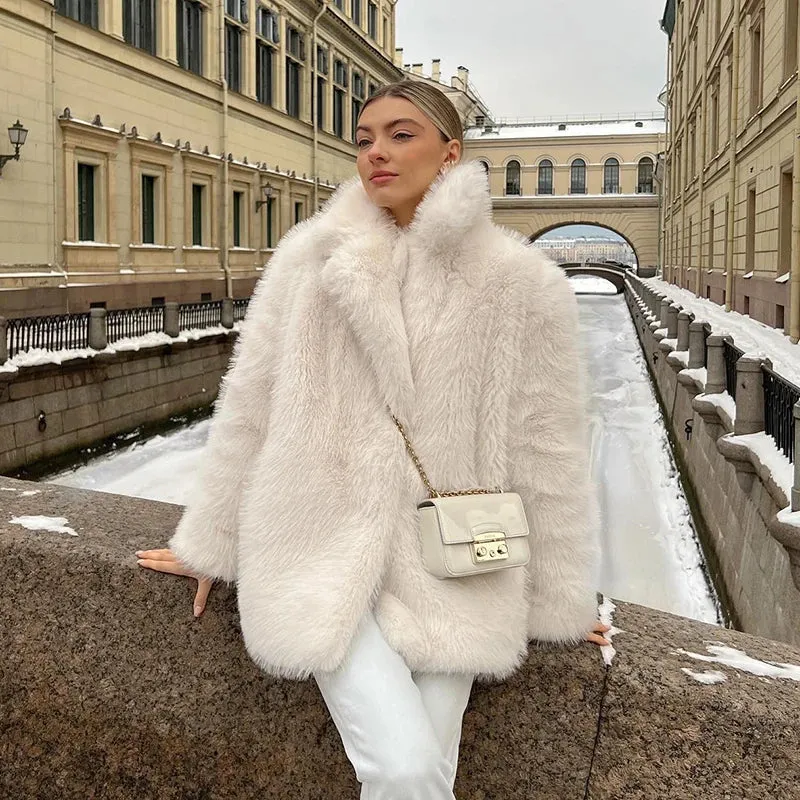 Luxury Brand Eco-Coat Faux Fur Women's Winter Jacket Shaggy Thick Warm Premium  Overcoat