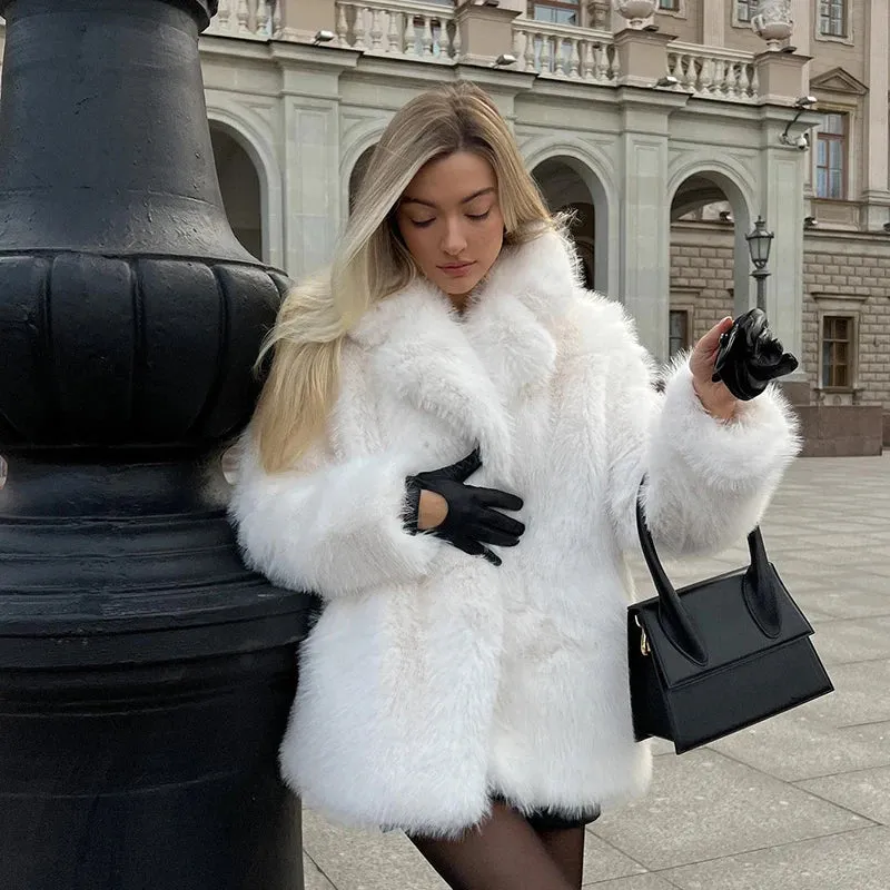 Luxury Brand Eco-Coat Faux Fur Women's Winter Jacket Shaggy Thick Warm Premium  Overcoat
