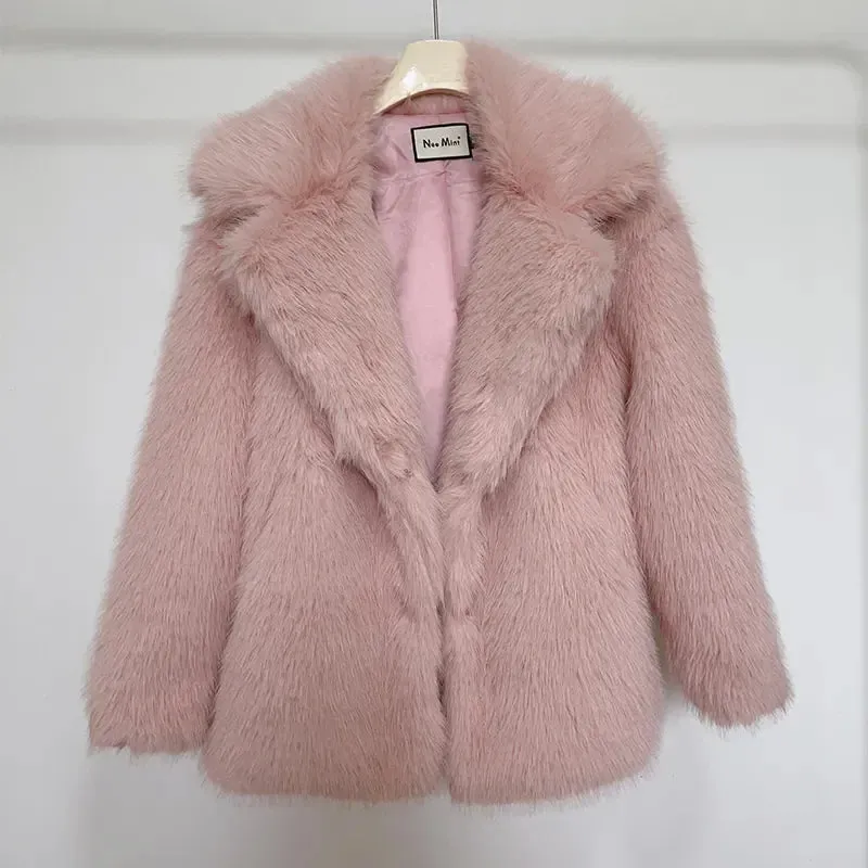 Luxury Brand Eco-Coat Faux Fur Women's Winter Jacket Shaggy Thick Warm Premium  Overcoat