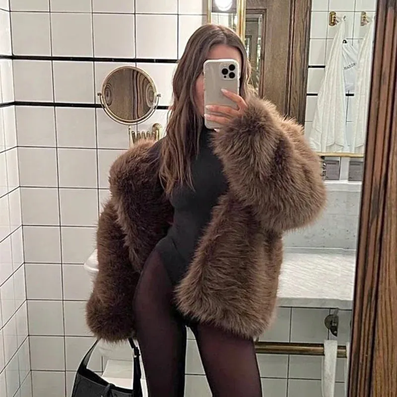 Luxury Brand Eco-Coat Faux Fur Women's Winter Jacket Shaggy Thick Warm Premium  Overcoat