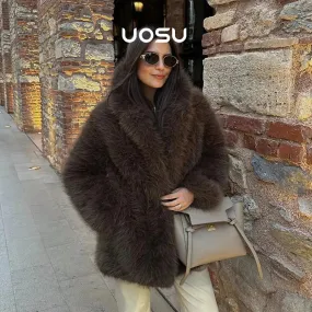Luxury Brand Eco-Coat Faux Fur Women's Winter Jacket Shaggy Thick Warm Premium  Overcoat