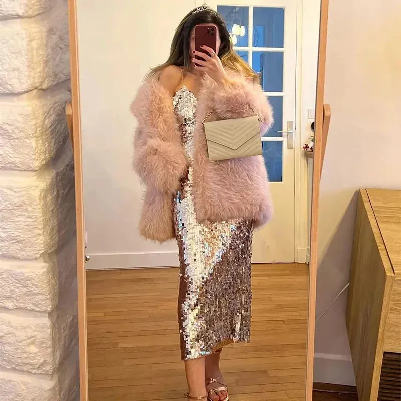 Luxury Brand Eco-Coat Faux Fur Women's Winter Jacket Shaggy Thick Warm Premium  Overcoat