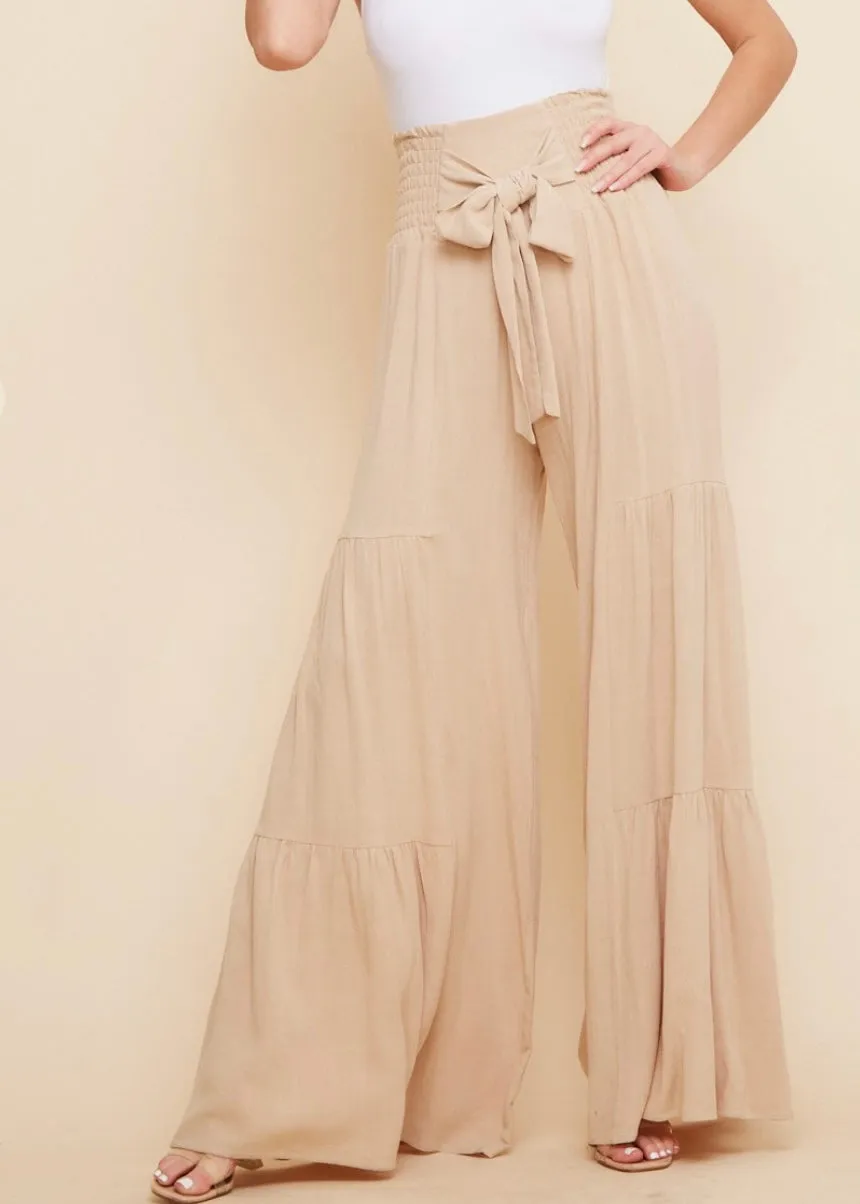 Magnolia, Womens Wideleg, Linen Palazzo Pants, Ivory