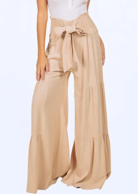 Magnolia, Womens Wideleg, Linen Palazzo Pants, Ivory