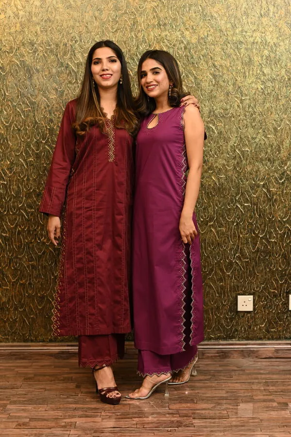 Maroon embroidered Matching separates