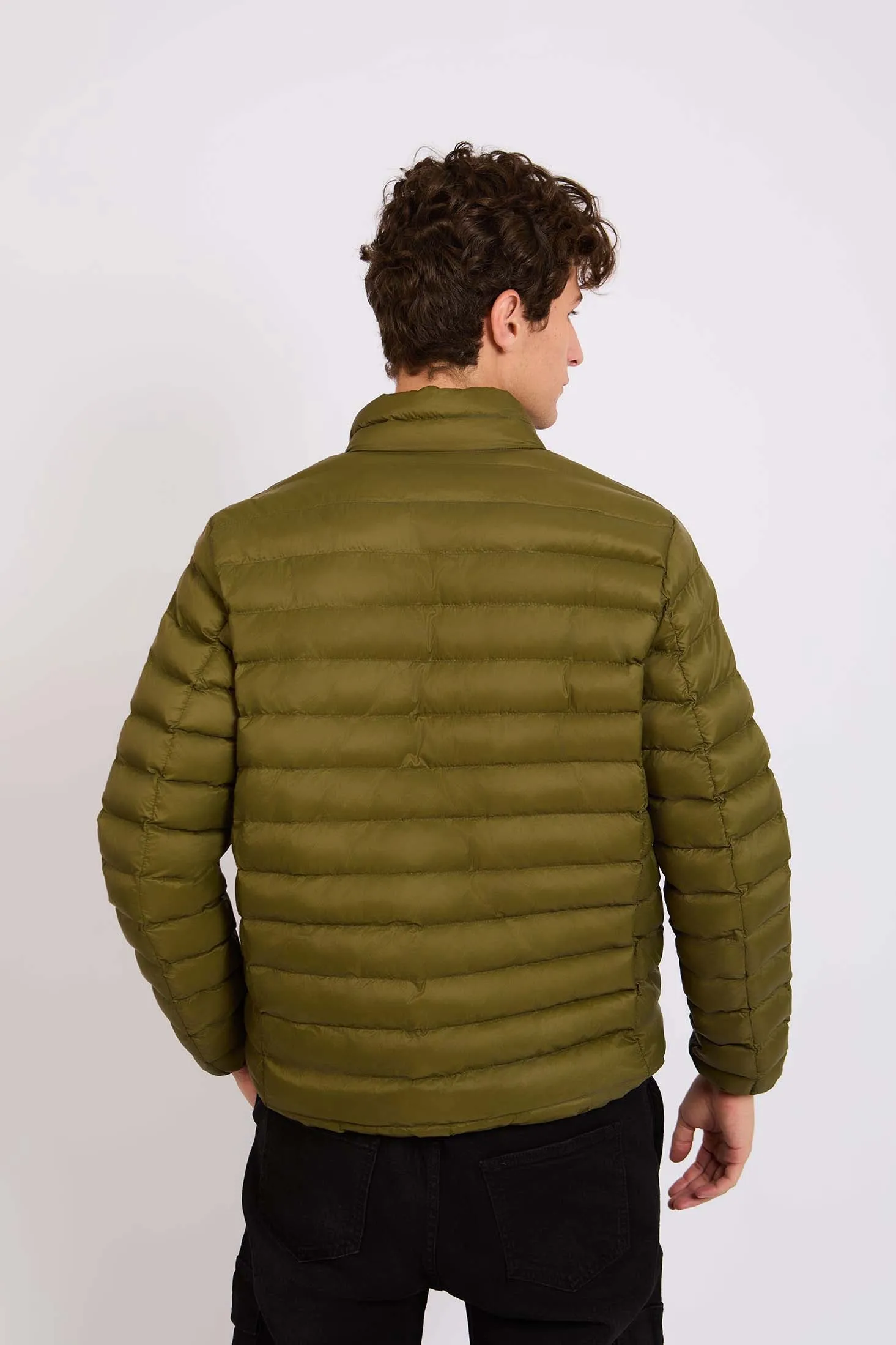 Men Basic Puffer Jacket Green