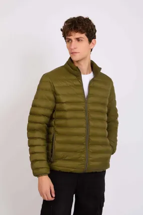 Men Basic Puffer Jacket Green