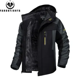 Men's 9XL Fleece-Lined cc – Removable Hood Skiing Windbreaker