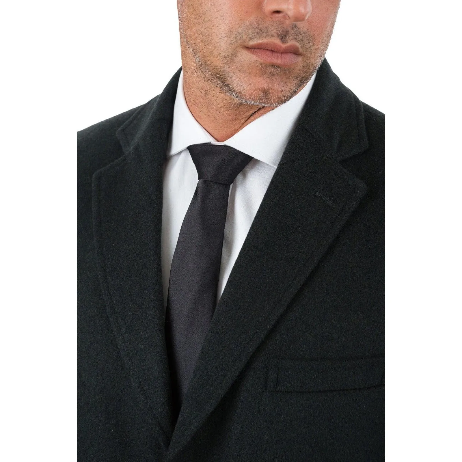 Mens Regular Fit Solid Hunter Green Full Length Wool Cashmere Overcoat Top Coat