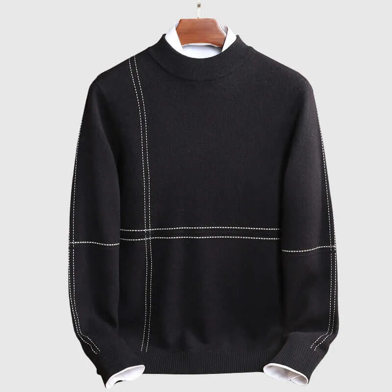 Men's Striped Mock Turtleneck Sweater
