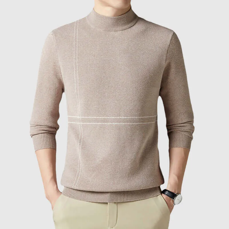 Men's Striped Mock Turtleneck Sweater