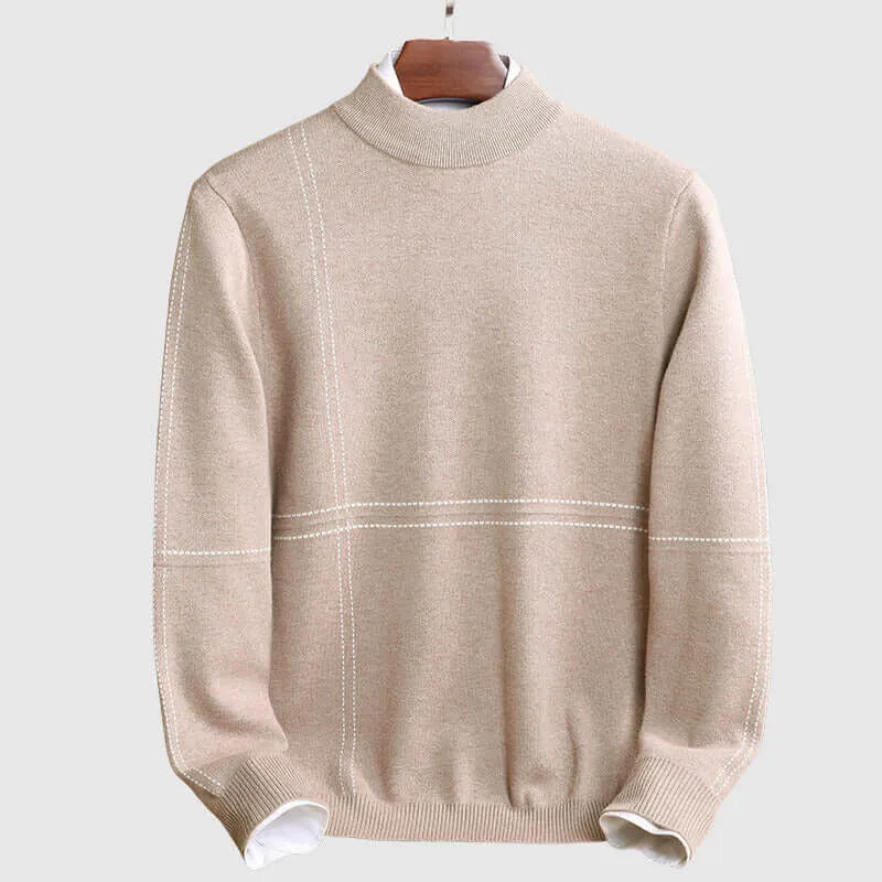 Men's Striped Mock Turtleneck Sweater
